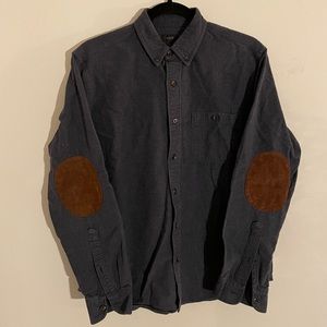 J Crew Men’s Navy Blue Wool Shirt with Elbow Patches